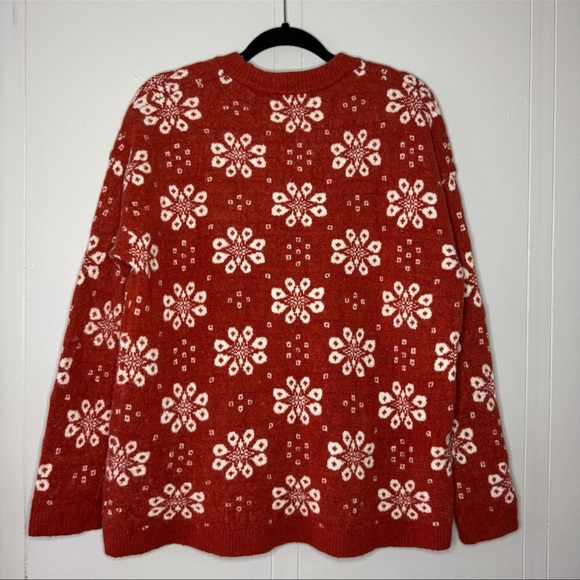 Madewell Althen Patterned Pullover Sweater Antique Cream Orange Large - Picture 5 of 9